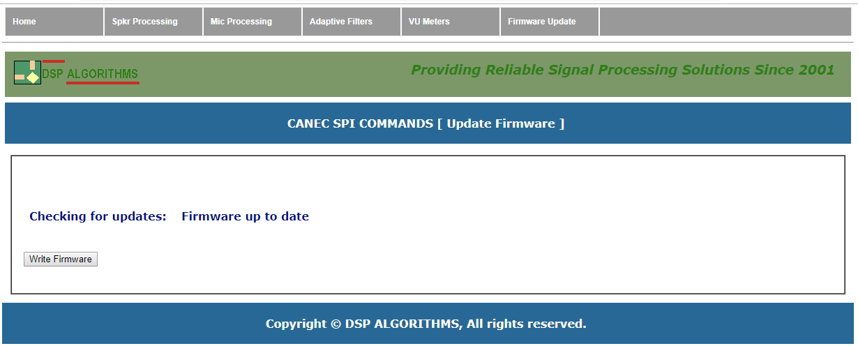 Download and update DSP firmware